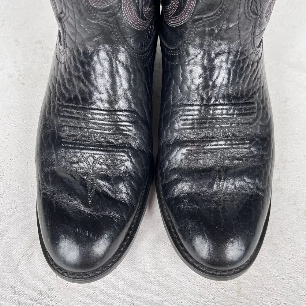 J Chisholm Bullhide‎ Leather Black Cowboy Boots Western Mens 8 D Vintage